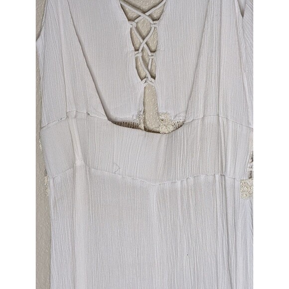 ASOS White Boho Maxi Dress 4 Cowrie Shell Lace Up Beach Cover Up Viscose - Picture 3 of 12